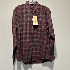 Cold Storage Men’s Flannel Button-Down Medium 100% Cotton Shirt Plaid Trucker